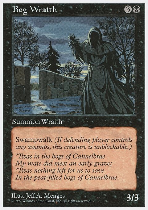 Bog Wraith, Fifth Edition #147, Magic: The Gathering card