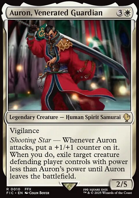 Auron, Venerated Guardian, Final Fantasy Commander #10, Magic: The Gathering card