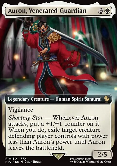 Auron, Venerated Guardian, Final Fantasy Commander #130, Magic: The Gathering card