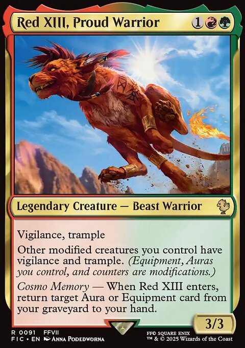 Red XIII, Proud Warrior, Final Fantasy Commander #91, Magic: The Gathering card
