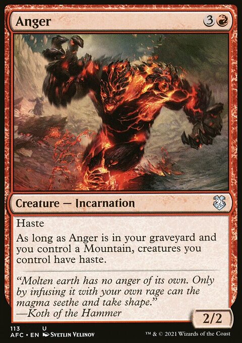 Anger, Forgotten Realms Commander #113, Magic: The Gathering card