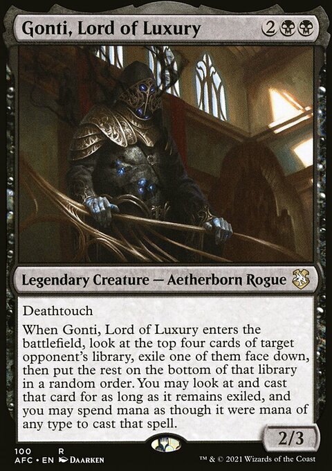 Gonti, Lord of Luxury, Forgotten Realms Commander #100, Magic: The Gathering card