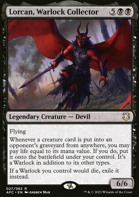 Lorcan, Warlock Collector, Forgotten Realms Commander #27, Magic: The Gathering card