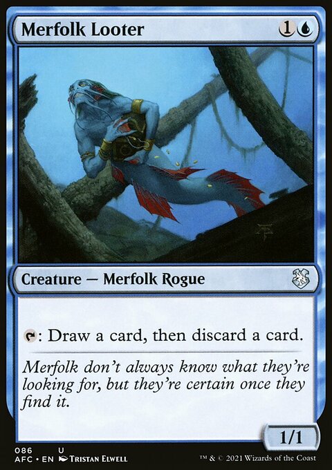 Merfolk Looter, Forgotten Realms Commander #86, Magic: The Gathering card