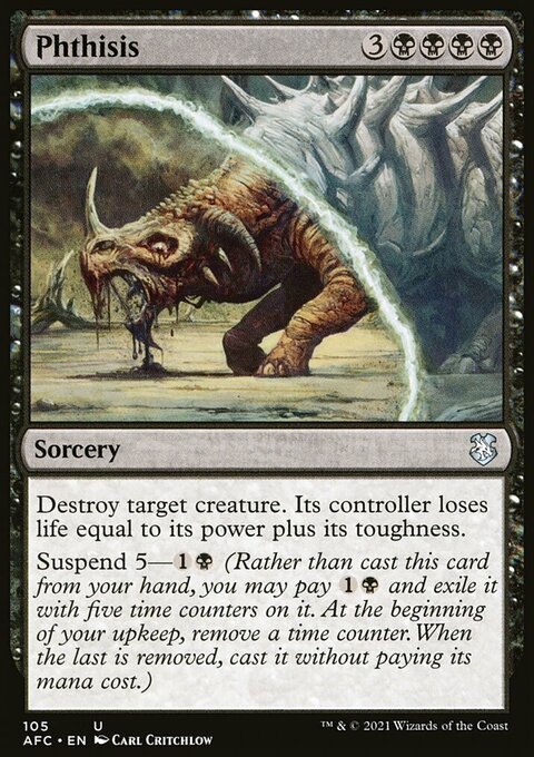 Phthisis, Forgotten Realms Commander #105, Magic: The Gathering card