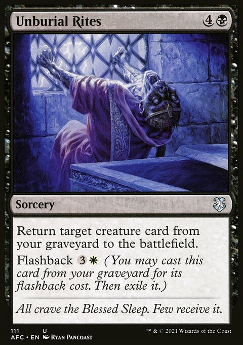 Unburial Rites, Forgotten Realms Commander #111, Magic: The Gathering card