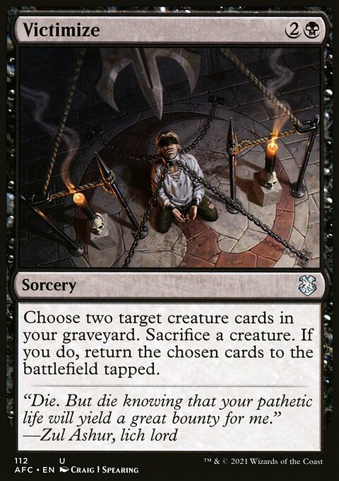 Victimize, Forgotten Realms Commander #112, Magic: The Gathering card