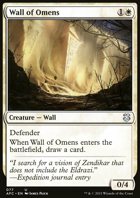 Wall of Omens, Forgotten Realms Commander #77, Magic: The Gathering card