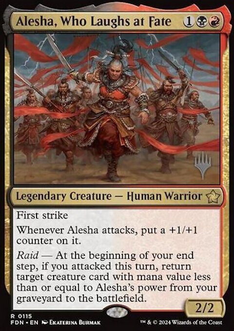 Alesha, Who Laughs at Fate, Foundations Promos #115p, Magic: The Gathering card
