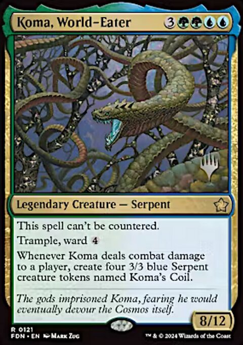 Koma, World-Eater, Foundations Promos #121p, Magic: The Gathering card