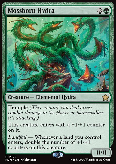 Mossborn Hydra, Foundations Promos #107p, Magic: The Gathering card