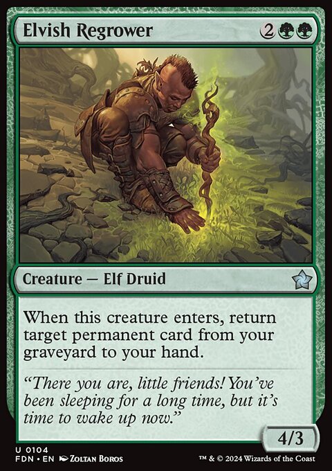Elvish Regrower, Foundations #104, Magic: The Gathering card
