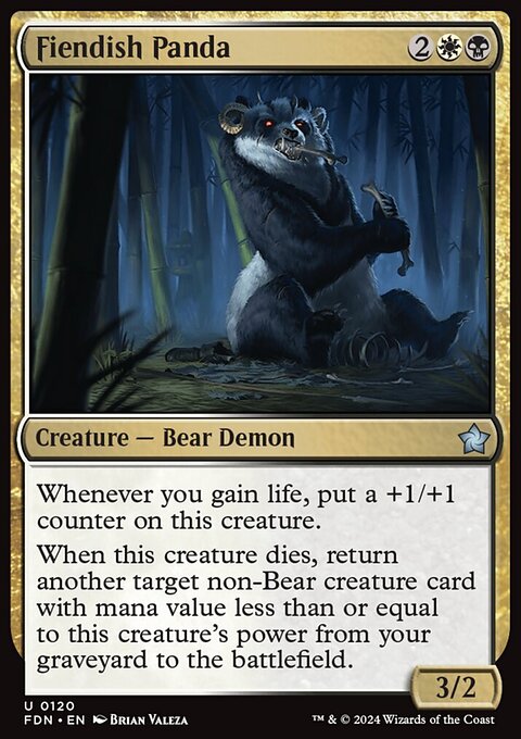 Fiendish Panda, Foundations #120, Magic: The Gathering card