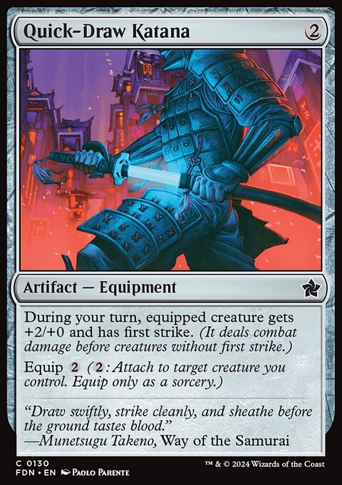 Quick-Draw Katana, Foundations #130, Magic: The Gathering card