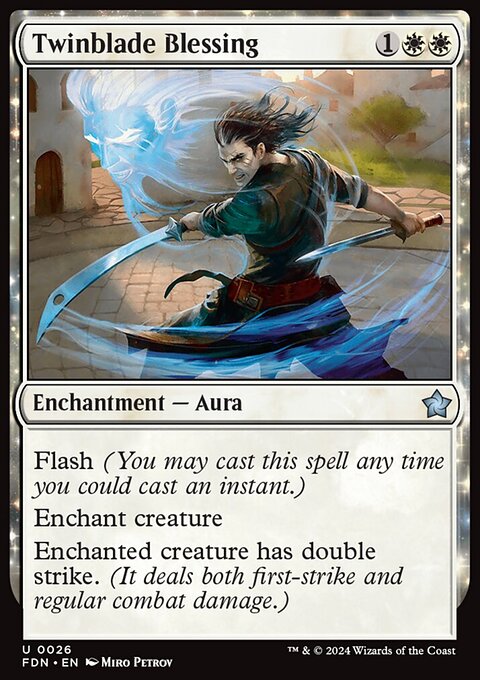 Twinblade Blessing, Foundations #26, Magic: The Gathering card