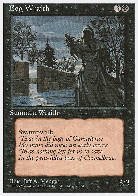 Bog Wraith, Fourth Edition #124, Magic: The Gathering card