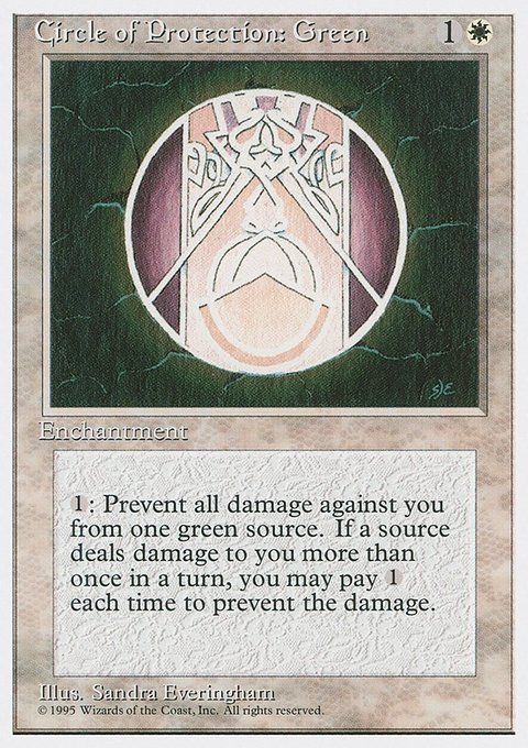 Circle of Protection: Green, Fourth Edition #16, Magic: The Gathering card