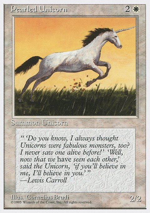 Pearled Unicorn, Fourth Edition #39, Magic: The Gathering card