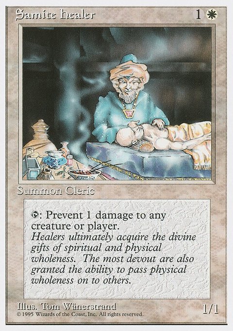 Samite Healer, Fourth Edition #47, Magic: The Gathering card