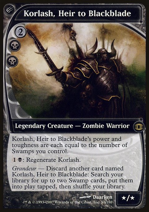 Korlash, Heir to Blackblade, Future Sight #87, Magic: The Gathering card