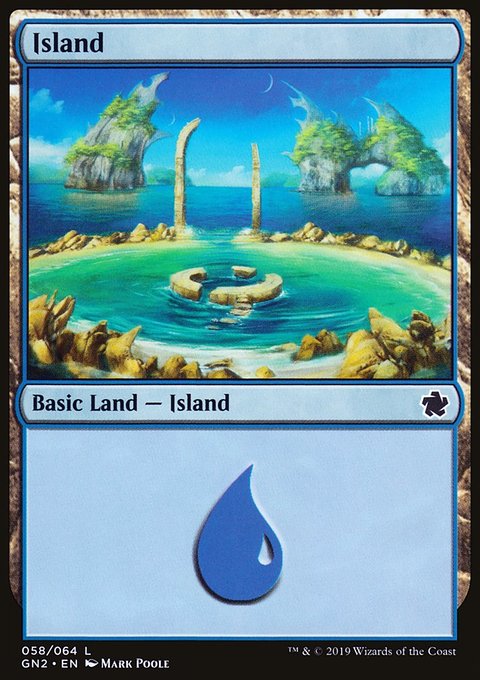 Island, Game Night 2019 #58, Magic: The Gathering card