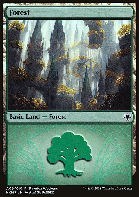 Forest, GRN Ravnica Weekend #A09, Magic: The Gathering card