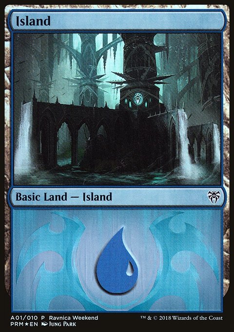 Island, GRN Ravnica Weekend #A01, Magic: The Gathering card