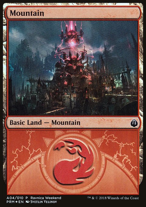 Mountain, GRN Ravnica Weekend #A04, Magic: The Gathering card