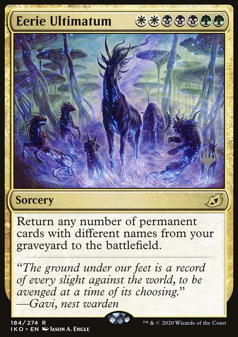 Eerie Ultimatum, Ikoria: Lair of Behemoths Promos #184p, Magic: The Gathering card