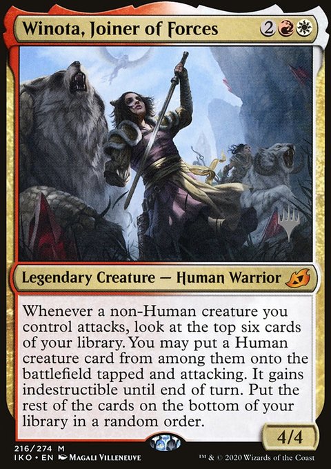 Winota, Joiner of Forces, Ikoria: Lair of Behemoths Promos #216p, Magic: The Gathering card