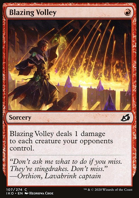 Blazing Volley, Ikoria: Lair of Behemoths #107, Magic: The Gathering card