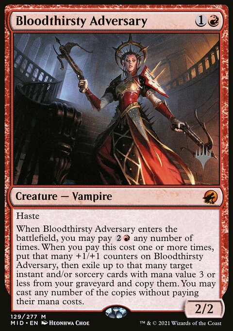 Bloodthirsty Adversary, Innistrad: Midnight Hunt Promos #129p, Magic: The Gathering card