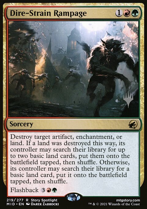 Dire-Strain Rampage, Innistrad: Midnight Hunt Promos #219p, Magic: The Gathering card