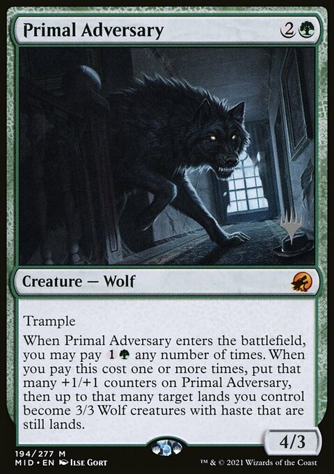 Primal Adversary, Innistrad: Midnight Hunt Promos #194p, Magic: The Gathering card