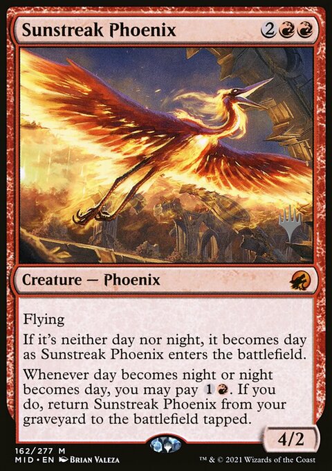 Sunstreak Phoenix, Innistrad: Midnight Hunt Promos #162p, Magic: The Gathering card