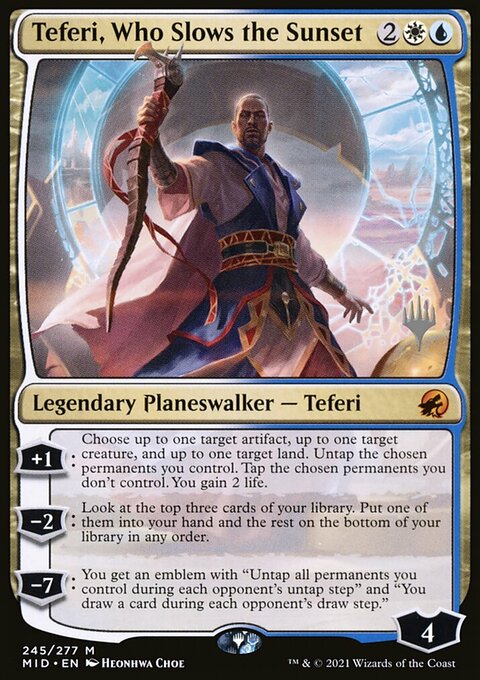 Teferi, Who Slows the Sunset, Innistrad: Midnight Hunt Promos #245p, Magic: The Gathering card