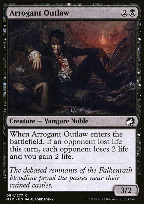 Arrogant Outlaw, Innistrad: Midnight Hunt #84, Magic: The Gathering card