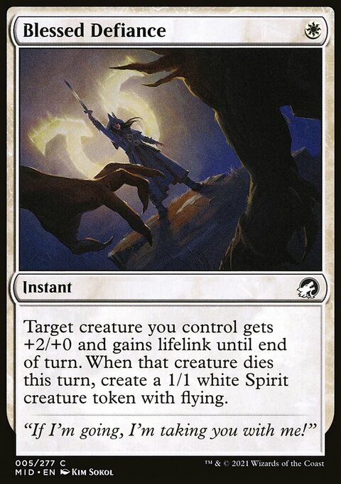Blessed Defiance, Innistrad: Midnight Hunt #5, Magic: The Gathering card