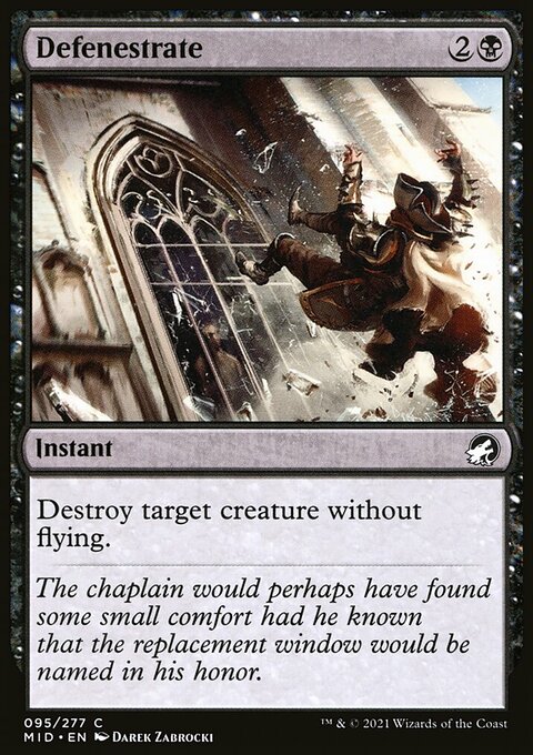 Defenestrate, Innistrad: Midnight Hunt #95, Magic: The Gathering card