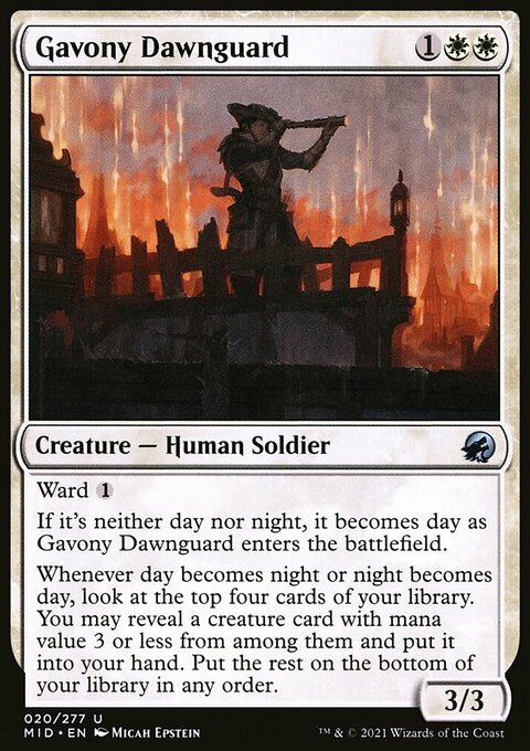 Gavony Dawnguard, Innistrad: Midnight Hunt #20, Magic: The Gathering card