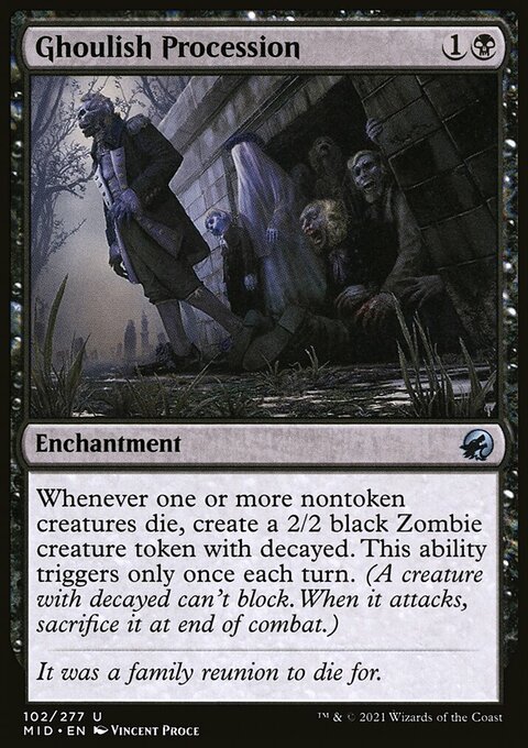 Ghoulish Procession, Innistrad: Midnight Hunt #102, Magic: The Gathering card
