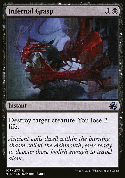 Infernal Grasp, Innistrad: Midnight Hunt #107, Magic: The Gathering card