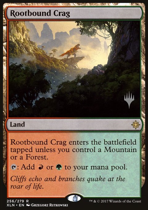 Rootbound Crag, Ixalan Promos #256p, Magic: The Gathering card