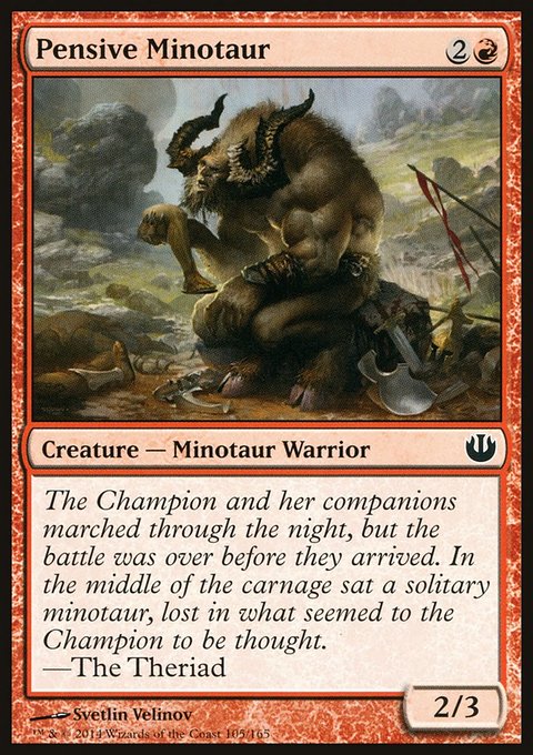 Pensive Minotaur, Journey into Nyx #105, Magic: The Gathering card
