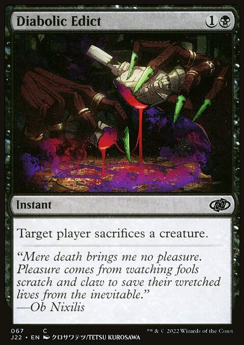 Diabolic Edict, Jumpstart 2022 #67, Magic: The Gathering card