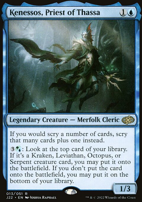 Kenessos, Priest of Thassa, Jumpstart 2022 #13, Magic: The Gathering card