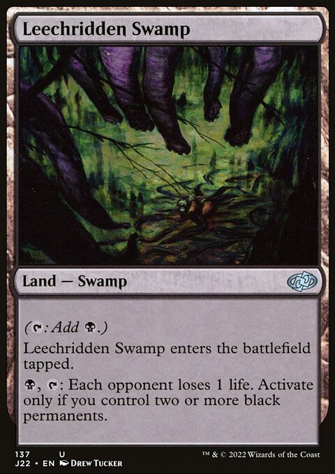 Leechridden Swamp, Jumpstart 2022 #137, Magic: The Gathering card
