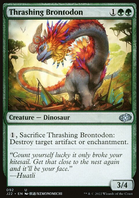 Thrashing Brontodon, Jumpstart 2022 #92, Magic: The Gathering card