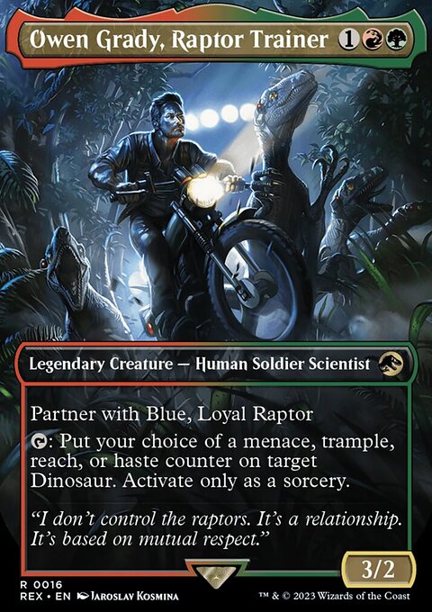 Owen Grady, Raptor Trainer, Jurassic World Collection #16, Magic: The Gathering card