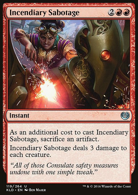 Incendiary Sabotage, Kaladesh #119, Magic: The Gathering card